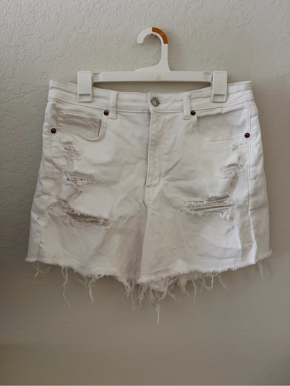 American Eagle Outfitters White Distressed Denim Shorts